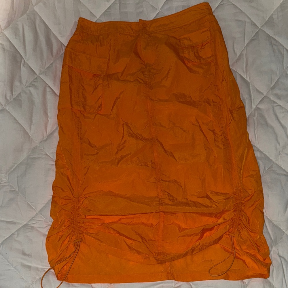 Vibrant Orange Midi Skirt